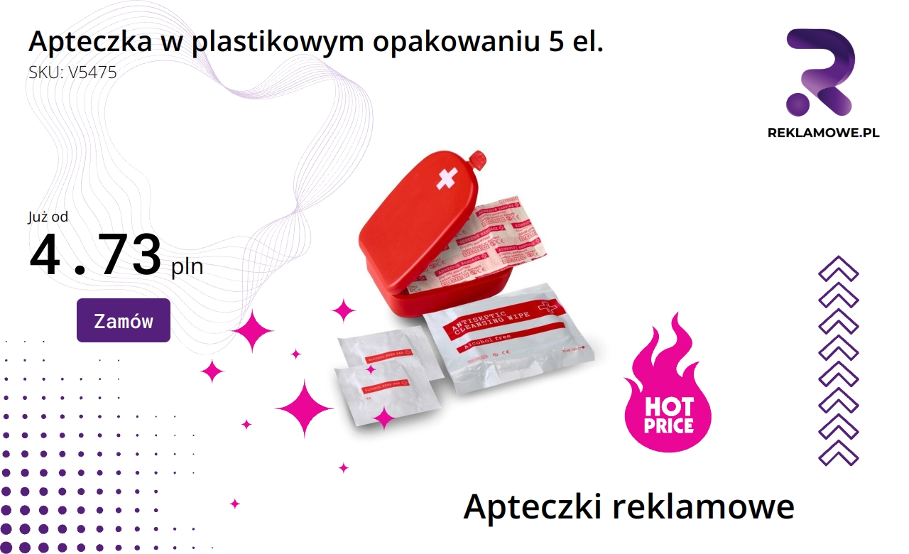 Apteczka składająca się z 5 elementów w plastikowym opakowaniu