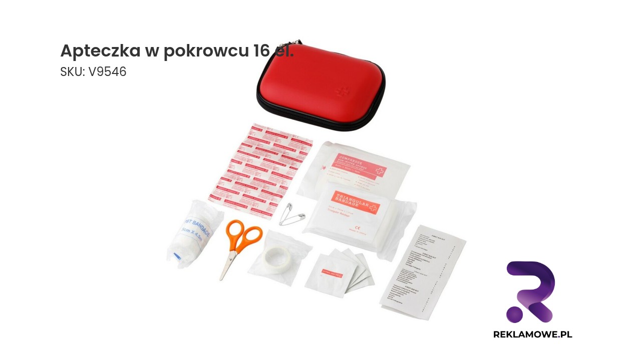 Apteczka w pokrowcu zawierająca 16 elementów