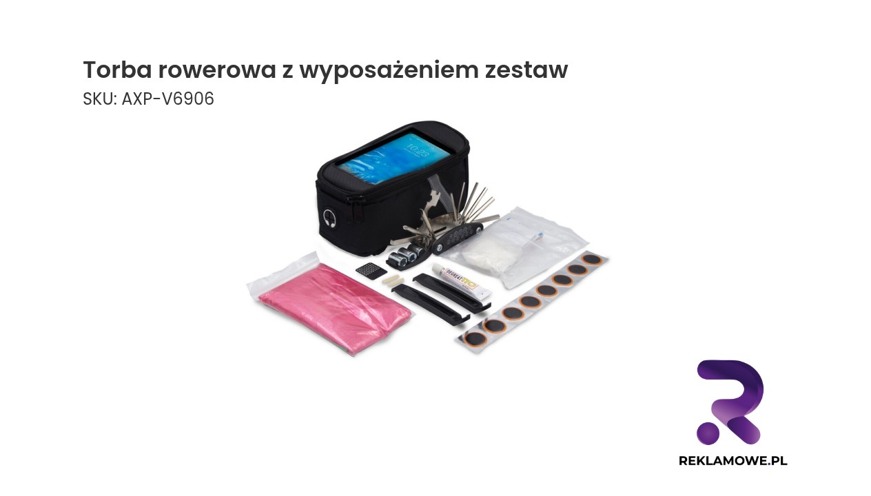 Zdjęcie torby rowerowej wraz z kompletem wyposażenia