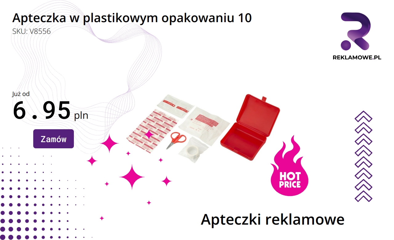 Apteczka w plastikowym opakowaniu z 10 elementami