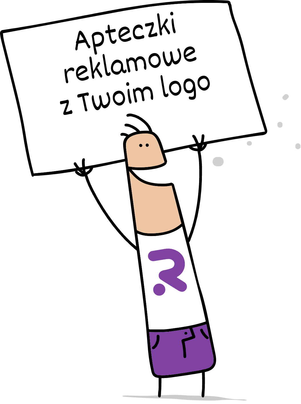 Buddy trzymający napis apteczki reklamowe z Twoim logo